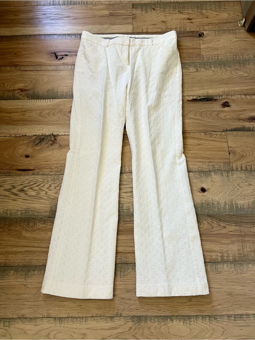 Express Textured White Boot Cut Pants
